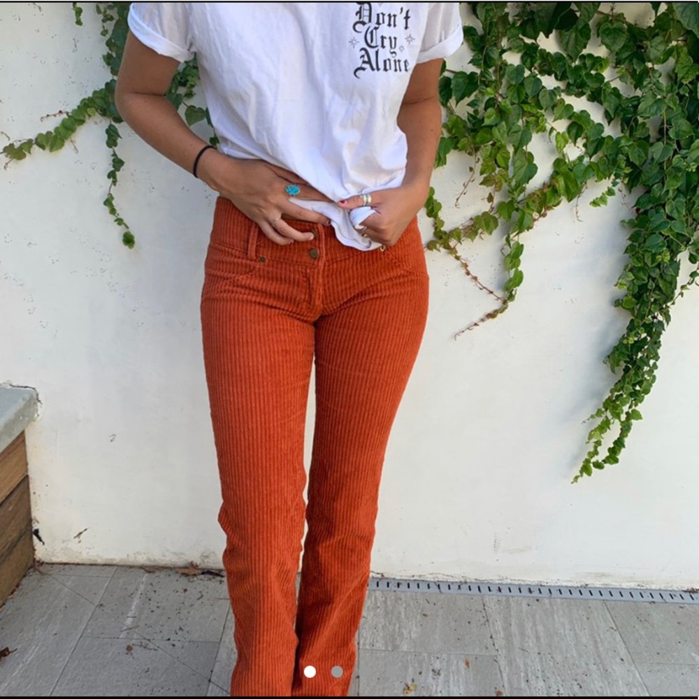 orange low rise corduroy pants!
